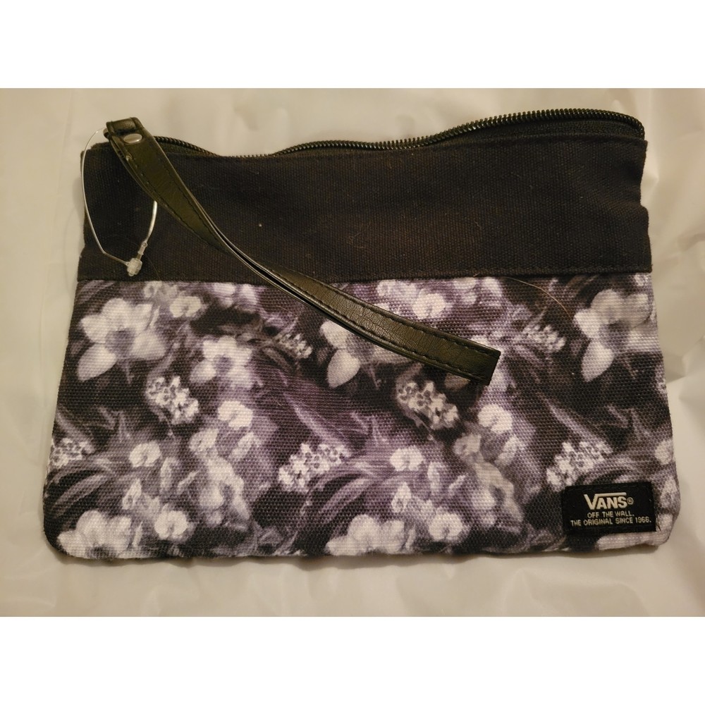 VANS Wristlet B&W Floral Canvas with 6.5" Hand Strap NWOT - Picture 1 of 7